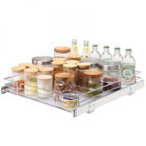 15.5"Wx21"Dx3.5"H Pull Out Cabinet Organizer, Heavy Duty Slide Out Pantry Shelves, Chrome-Plated Steel Roll Out Drawers, Sliding Drawer Storage for Home, Inside Kitchen Cabinet, Bathroom, Under Sink, 17"Wx22"Dx7"H Install Size for Cabinet